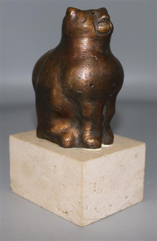 Oreste Dequel Bronze figure of a cat